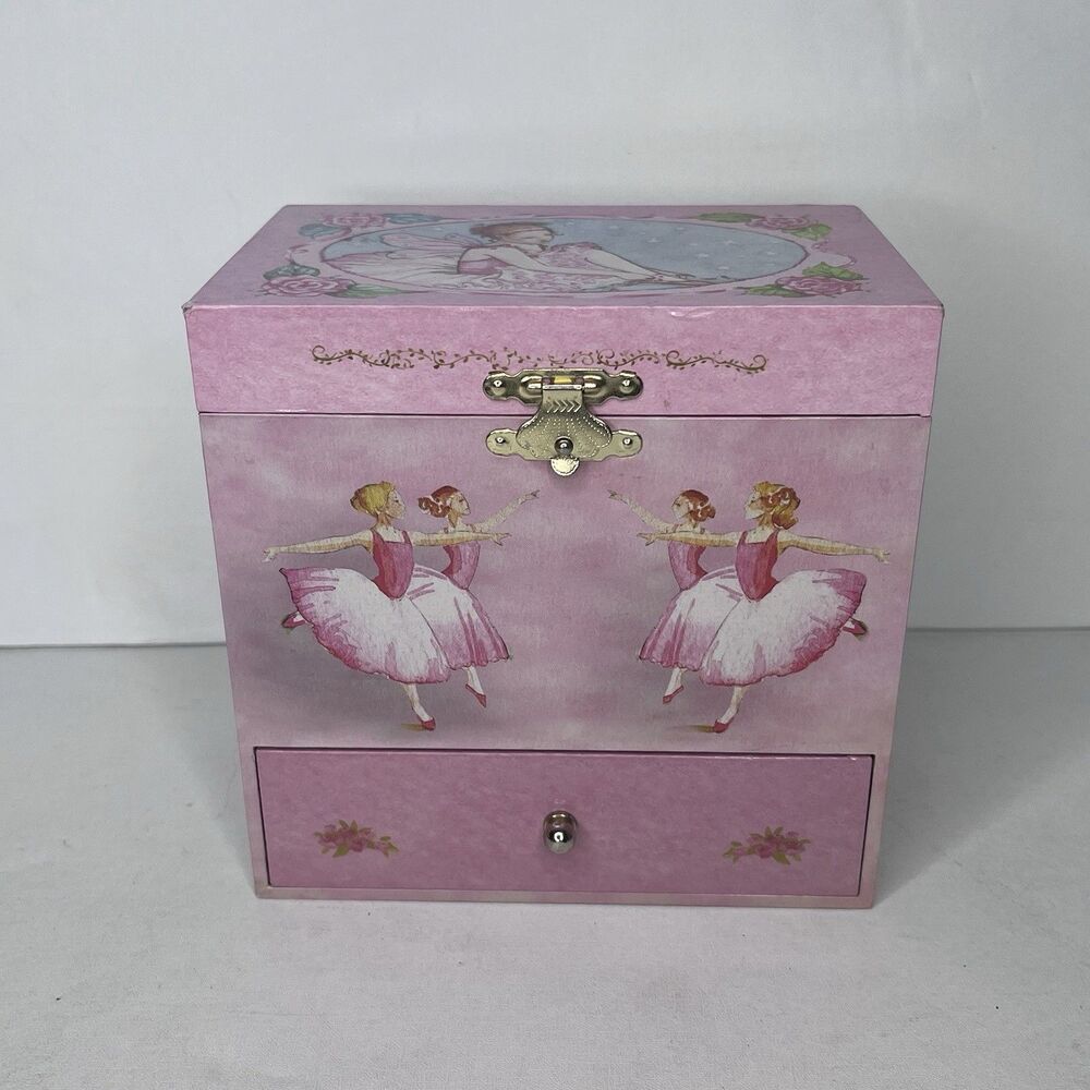 Enchantmints Pink Ballerina Swan Lake Dancer 6” Music Box 4 Drawers WORKS